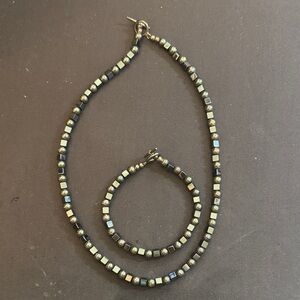Hematite beaded necklace & bracelet